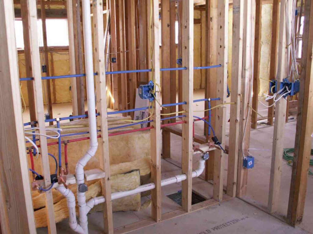 Framing and plumbing process in a home