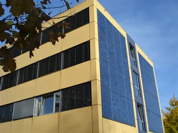 solar panels on a building's façade