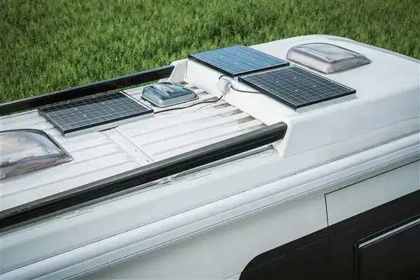 solar panels on top of an RV
