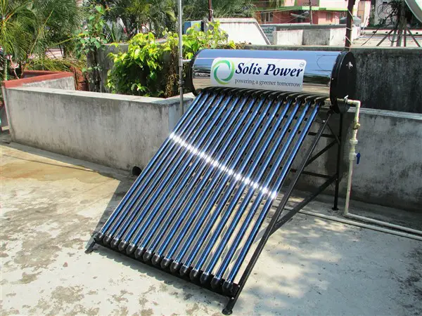 solar water heater on a rooftop