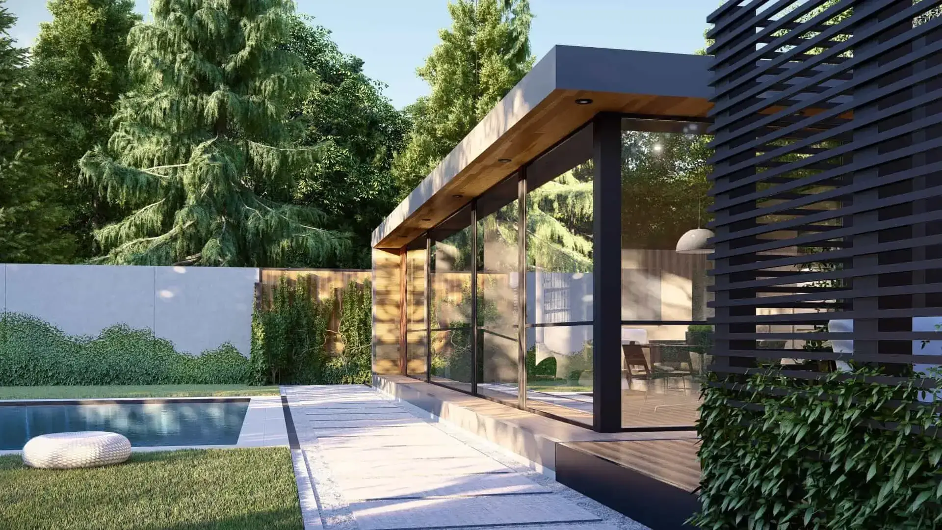 Exterior view of a 680 feet container home