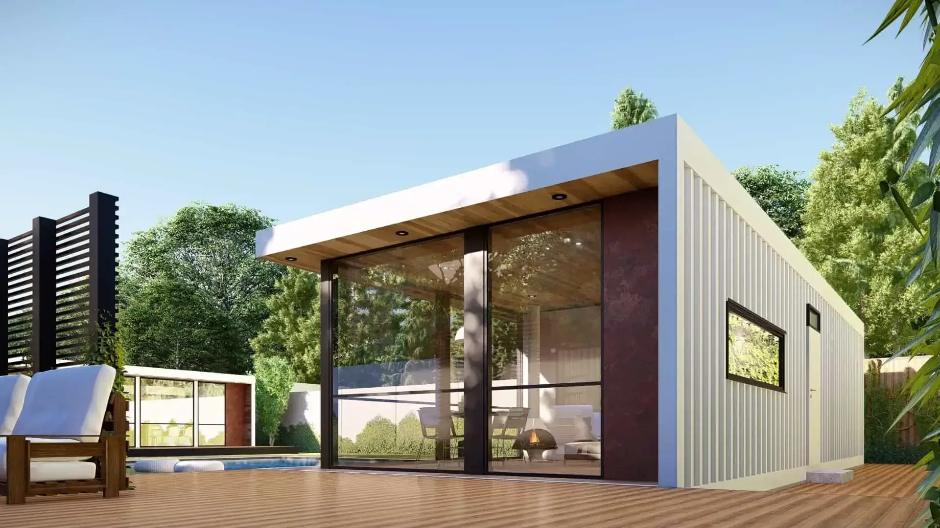 Outside view of a 680 feet container home