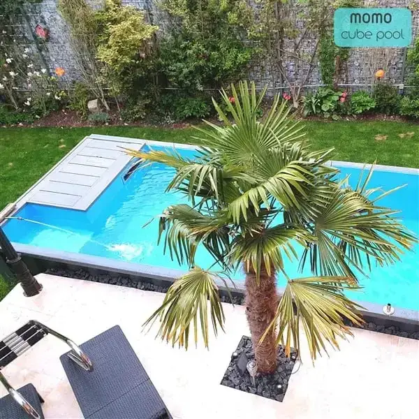 aerial view of a shipping container pool