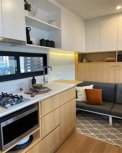 view of a container home kitchen
