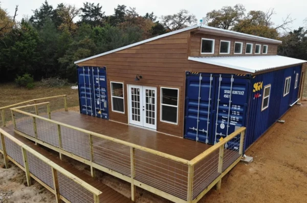 A Shipping Container Garage Connected to a Shipping Container Home
