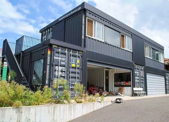container home with a garage from Green Box container