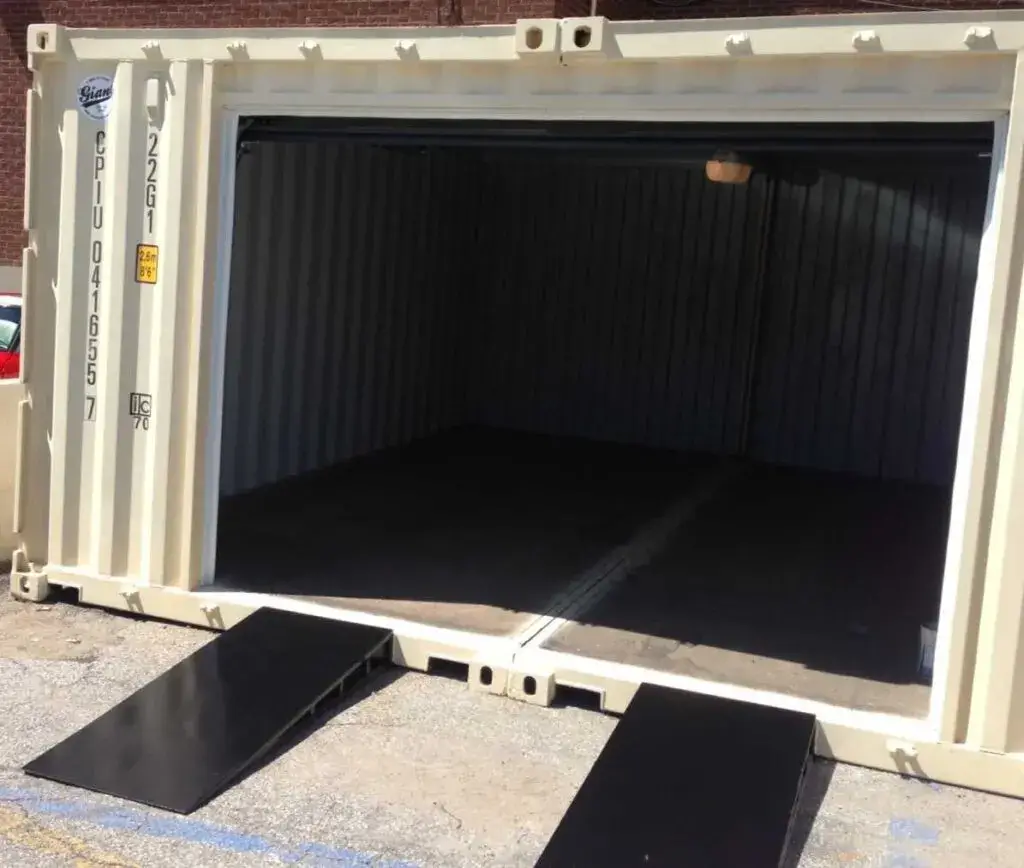 Container Garage with Overhead Door in the End
