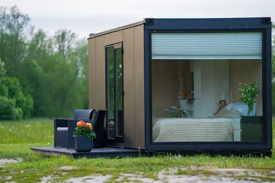 container home with a pop-out space