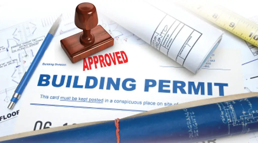 A sample of a building permit for a shipping container