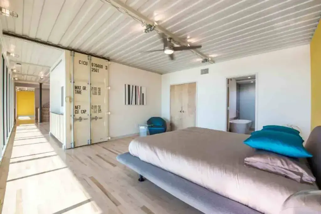 Bedroom for PV14 Intermodal container House by M Gooden Design