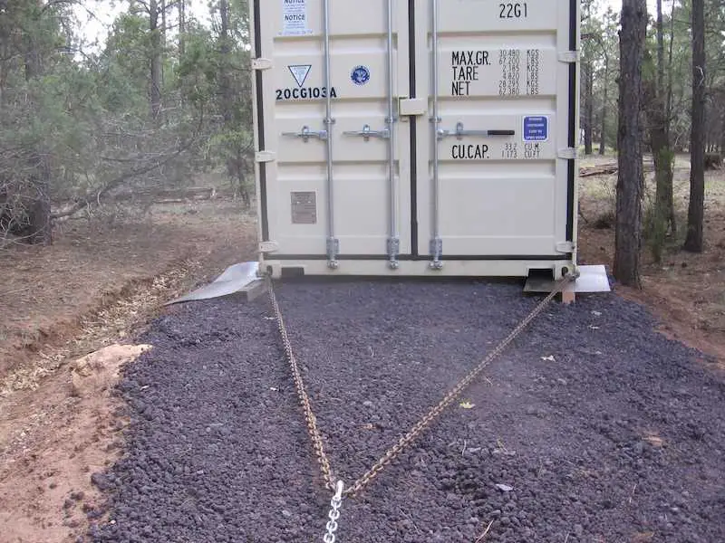 Gravel for shipping container home foundation