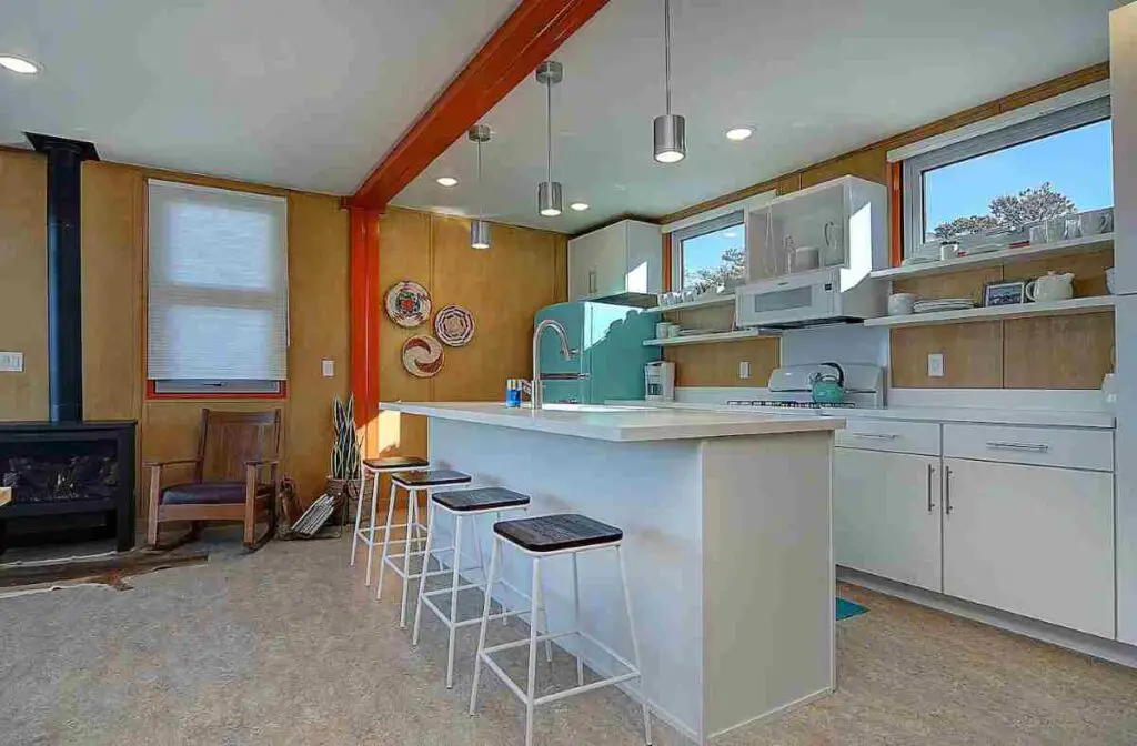 Kitchen area of Shipping Container Home in Salida, Colorado