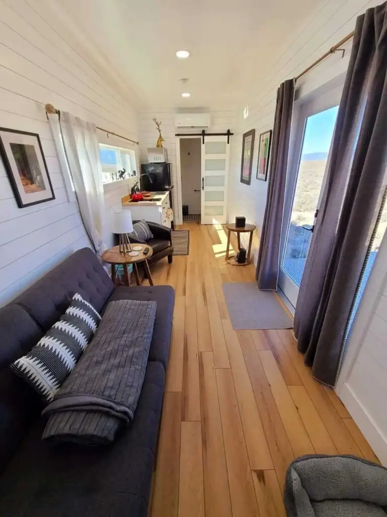Living room of shipping container home in Ely, Nevada, United States