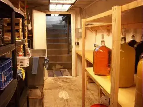 inside look of finished shipping container basement