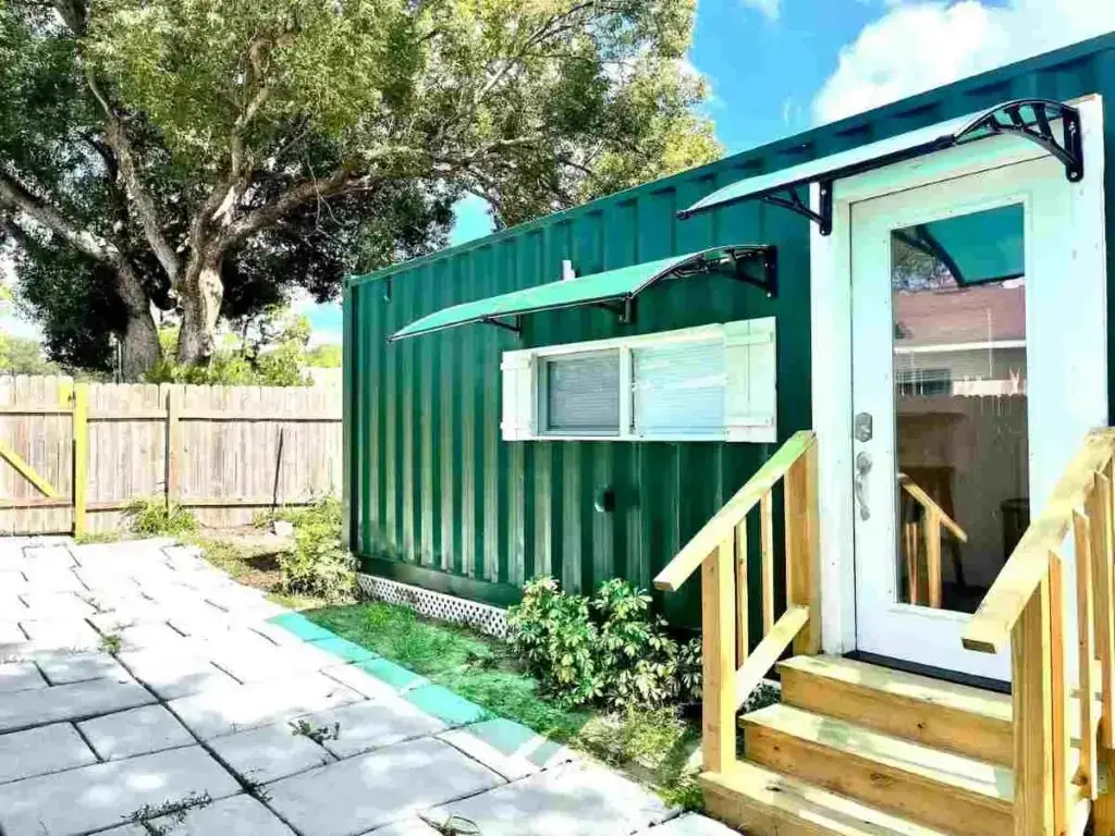 outside view of shipping container home in Winter Haven, Florida