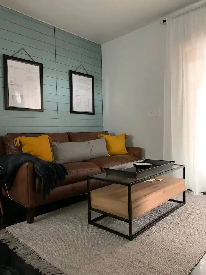 Living room of a container home in Atlanta, Georgia, United States