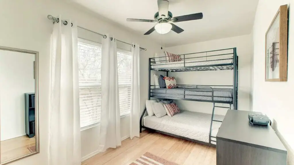 Second bedroom of shipping container home in Claremore, Oklahoma, US