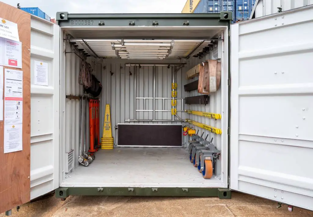 Shipping container used as storage