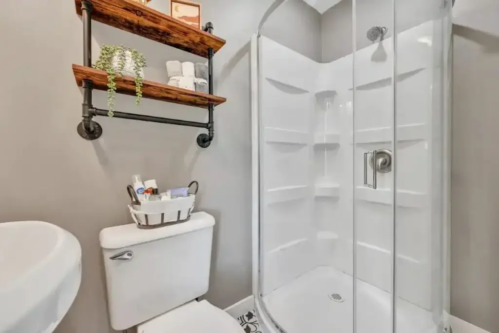 Bathroom of 40 foot container home in Pine Grove, Pennsylvania, United States