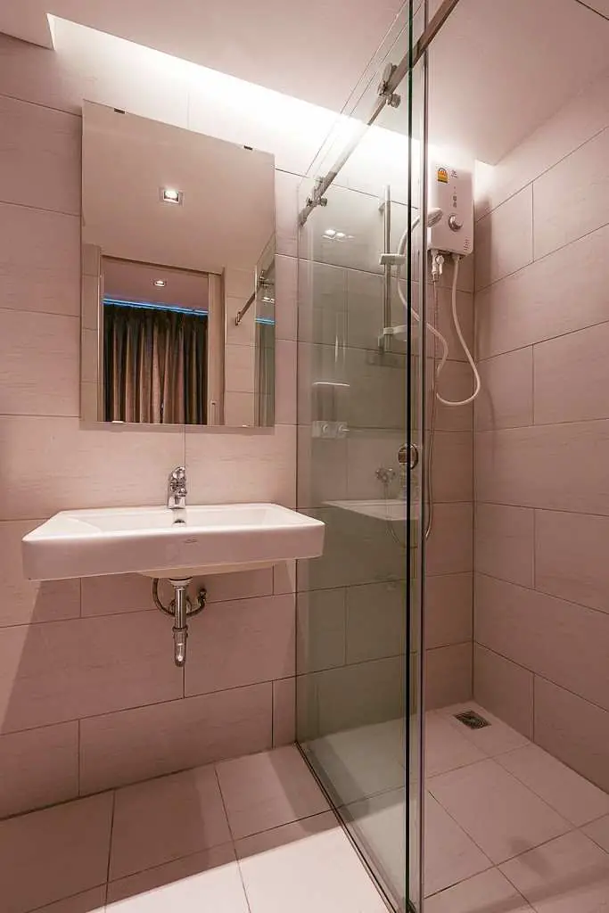 Bathroom of SLEEPBOX luxury container hotel in Thailand