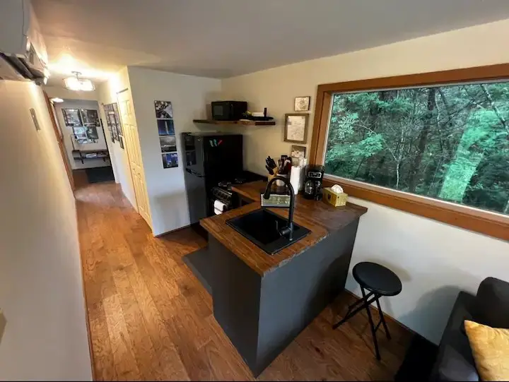 Kitchen of shipping container home in Acme, Pennsylvania, United States