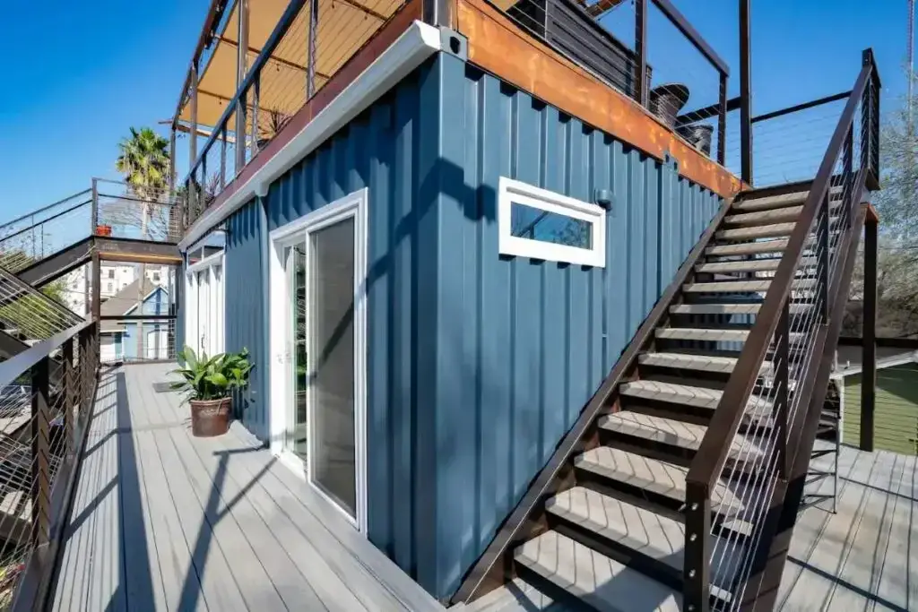 Second floor of shipping container townhouse in Houston, Texas, United States
