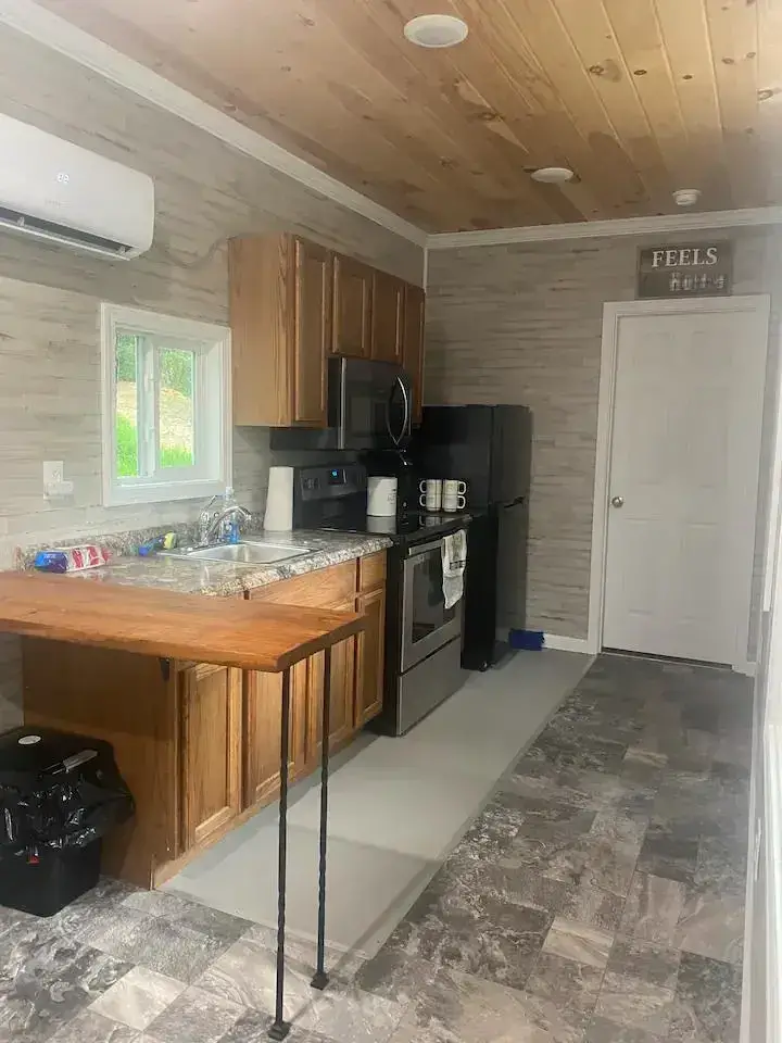 Kitchen of a 40 feet shipping container home in Goodlettsville, Tennessee, United States