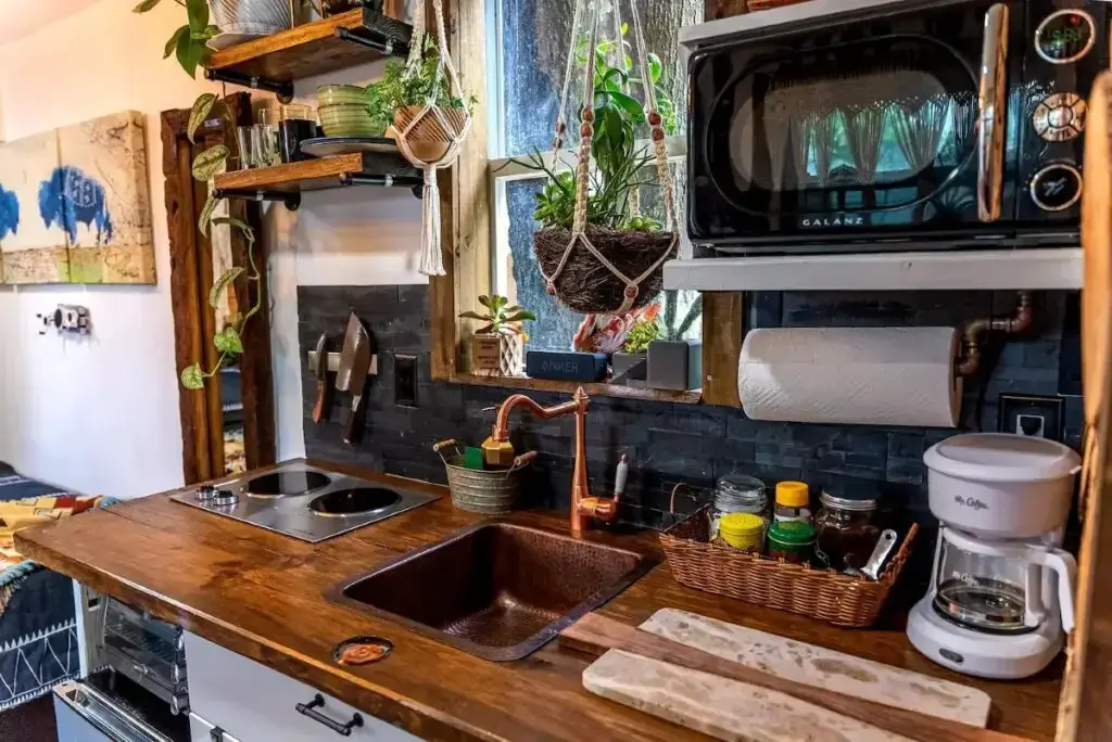 Kitchen of a shipping container home in Tampa, Central Florida, United States