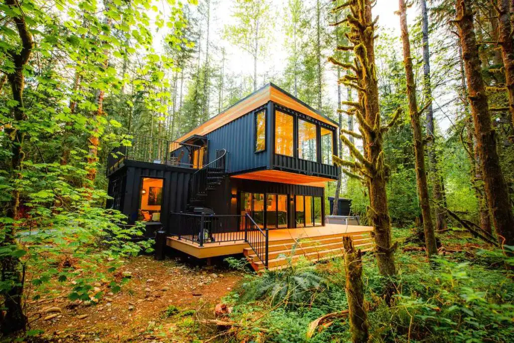 Shipping container cabin in Monroe, Washington, United States
