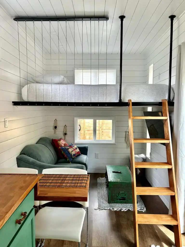 Sleeping area of shipping container home in Gainesville, Central Florida, United States