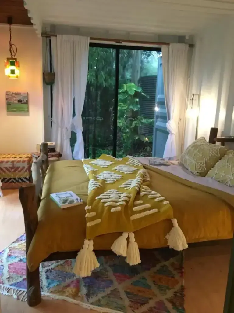 Beautiful bedroom in a luxury shipping container home in Dulong, Brisbane, Australia