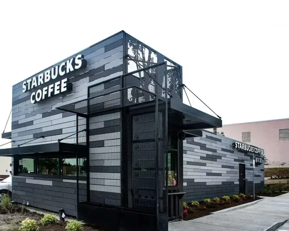Starbucks coffee shipping container restaurant by Craftsmen