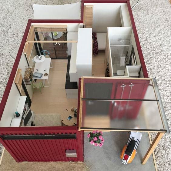 20-feet shipping container home floor plan