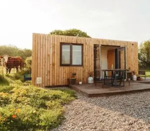 20 feet shipping container home with wood cladding