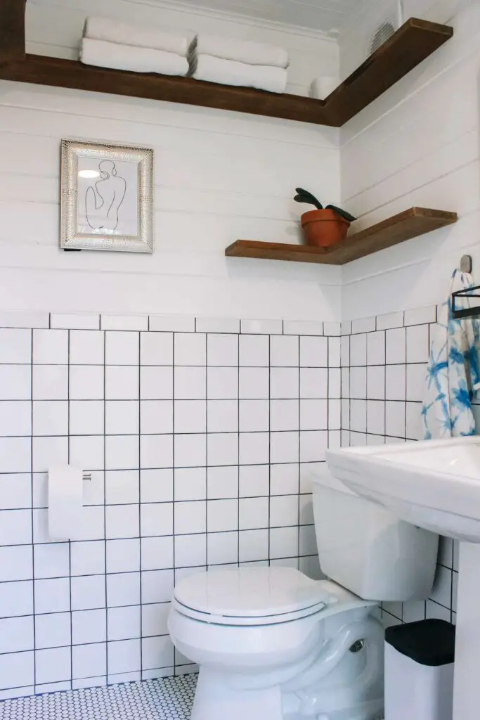 Full bathroom in a shipping container home in Raleigh, North Carolina, United States